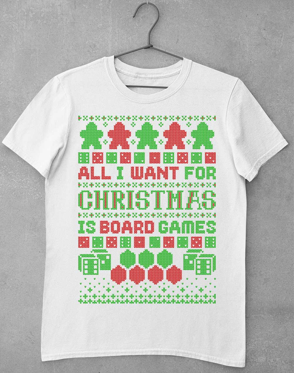 White - All I Want for Xmas is Board Games T-Shirt