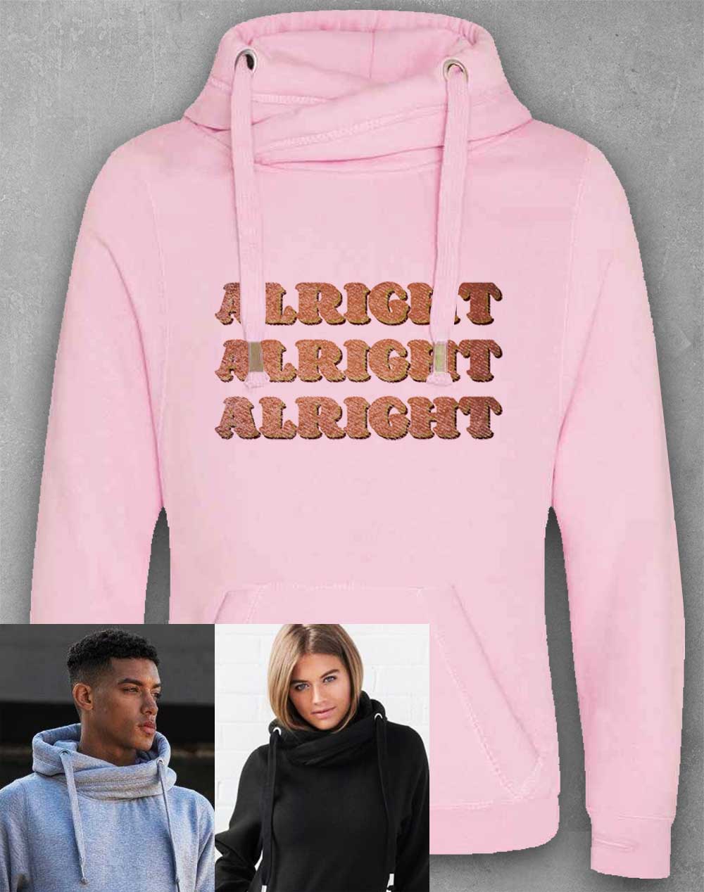 Baby Pink - Alright Alright Alright Chunky Cross Neck Hoodie
