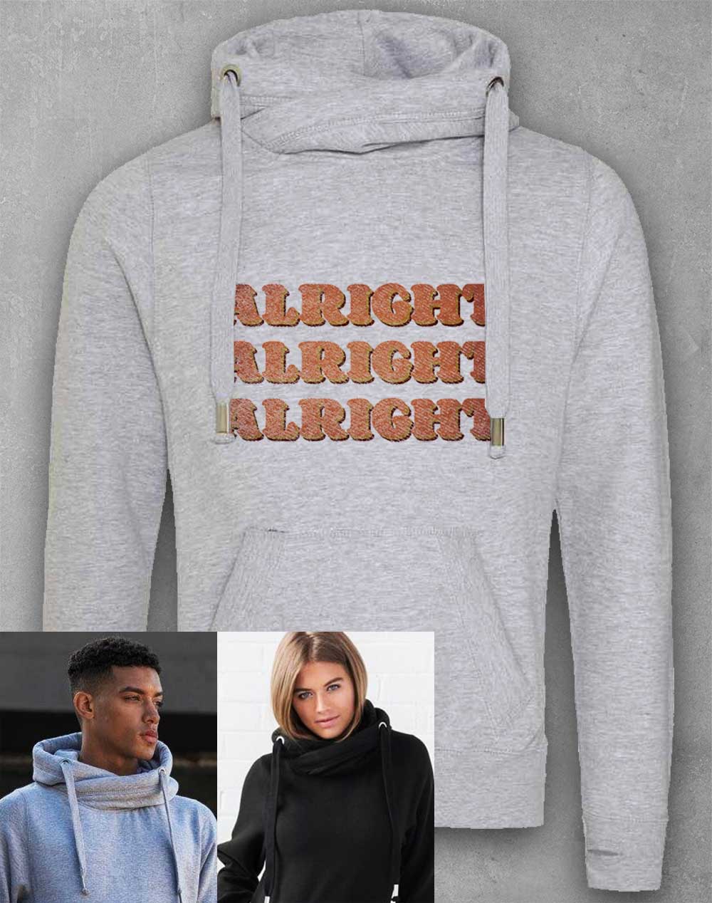 Heather Grey - Alright Alright Alright Chunky Cross Neck Hoodie