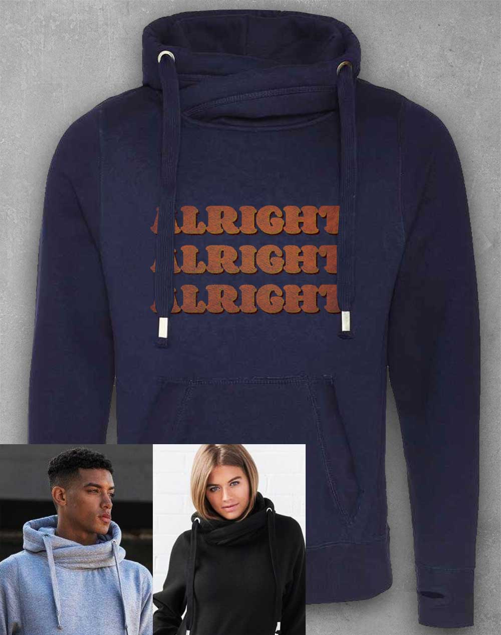 Oxford Navy - Alright Alright Alright Chunky Cross Neck Hoodie