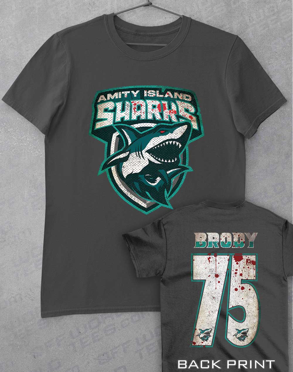 Charcoal - Amity Island Sharks T-Shirt