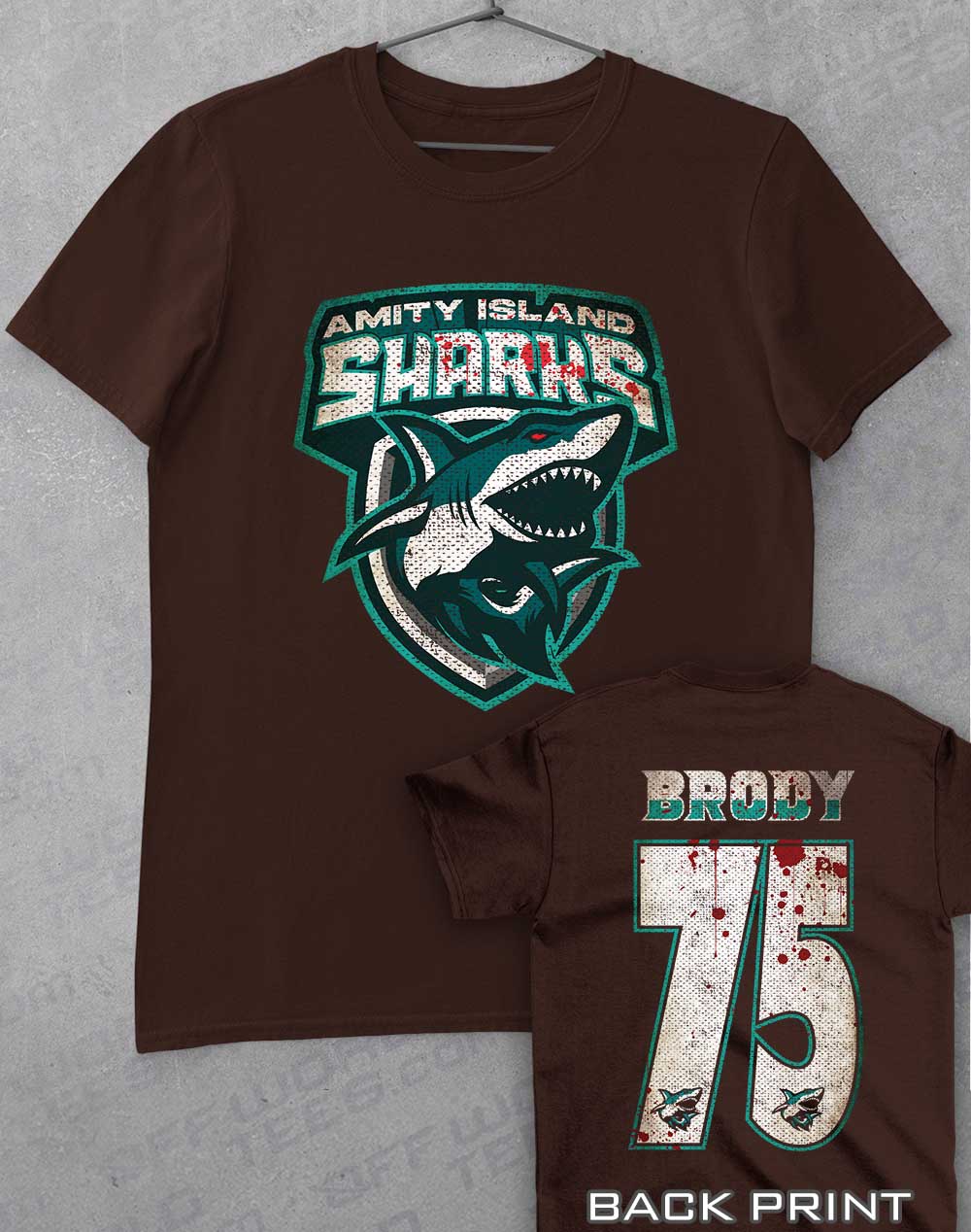 Dark Chocolate - Amity Island Sharks T-Shirt