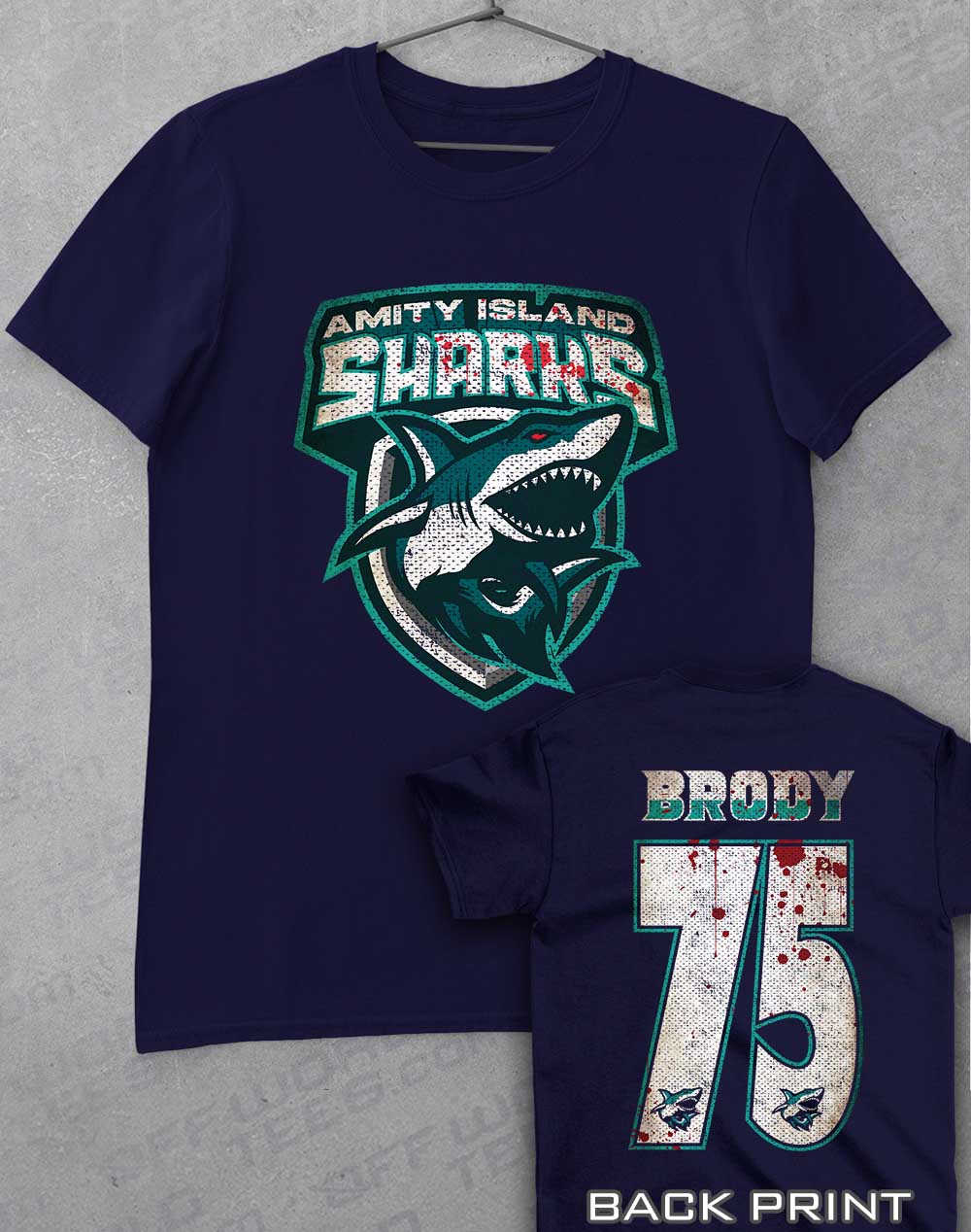Navy - Amity Island Sharks T-Shirt