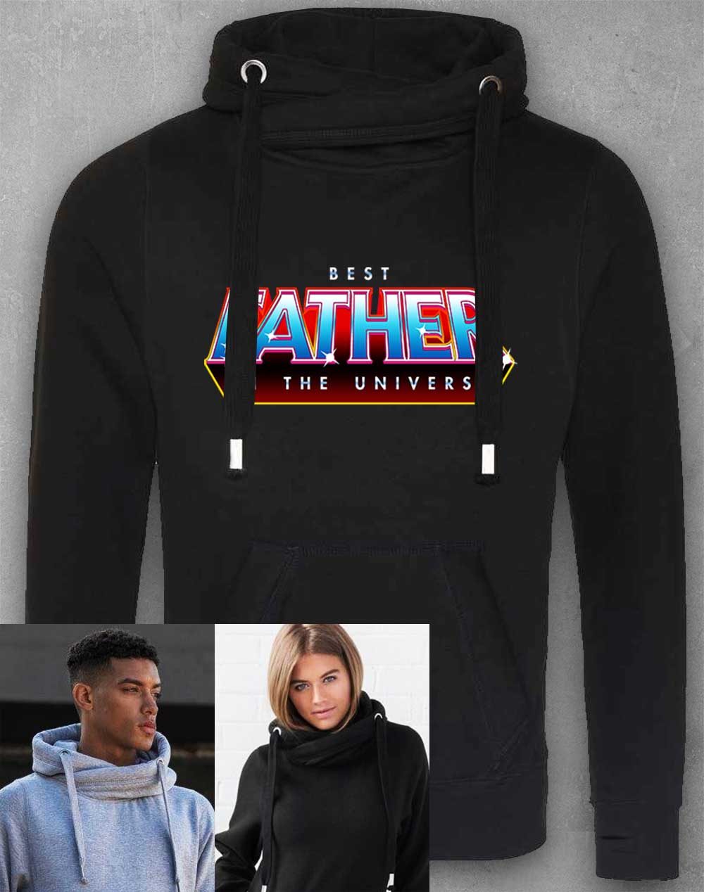 Jet Black - Best Father in the Universe Chunky Cross Neck Hoodie