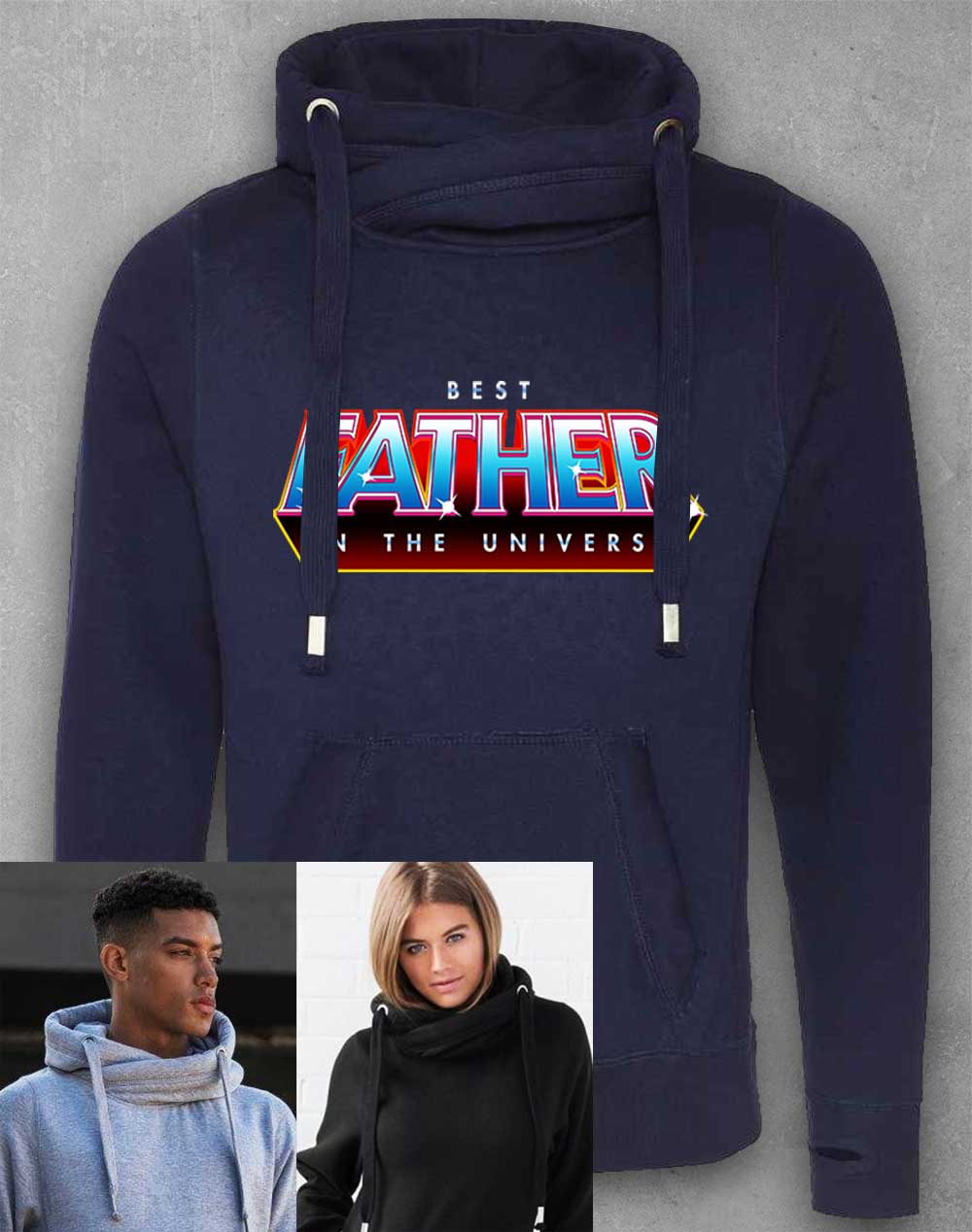 Oxford Navy - Best Father in the Universe Chunky Cross Neck Hoodie