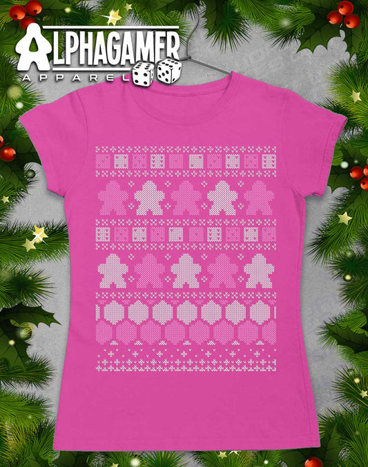 Board Game Pieces Christmas Knit-Look Women's T-Shirt