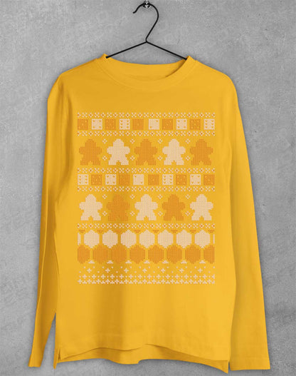 Board Game Pieces Christmas Knit-Look Long Sleeve T-shirt