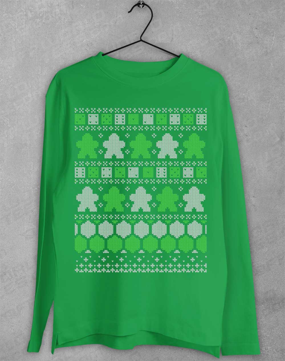 Board Game Pieces Christmas Knit-Look Long Sleeve T-shirt