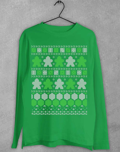 Board Game Pieces Christmas Knit-Look Long Sleeve T-shirt