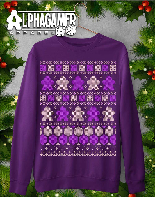 Board Game Pieces Christmas Knit-Look Sweatshirt