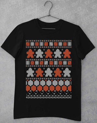 Black - Board Game Pieces Christmas Knit-Look T-Shirt
