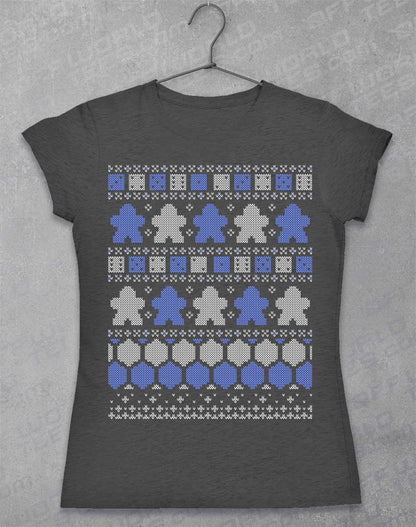 Dark Heather - Board Game Pieces Christmas Knit-Look Women's T-Shirt