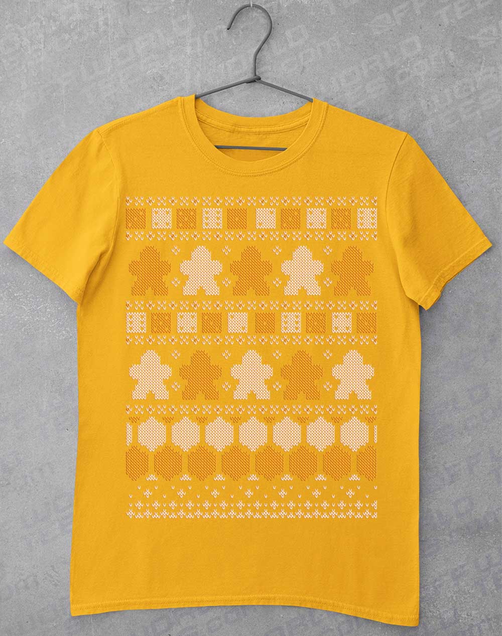 Gold - Board Game Pieces Christmas Knit-Look T-Shirt