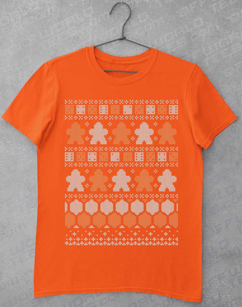 Orange - Board Game Pieces Christmas Knit-Look T-Shirt