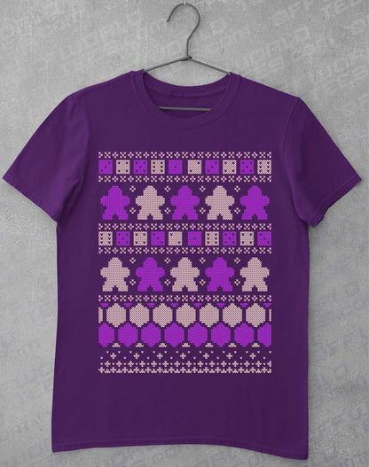 Purple - Board Game Pieces Christmas Knit-Look T-Shirt