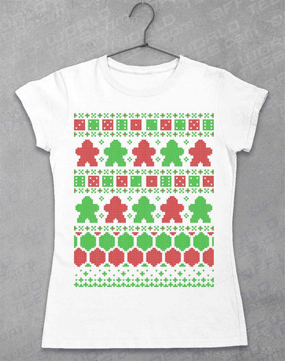 White - Board Game Pieces Christmas Knit-Look Women's T-Shirt