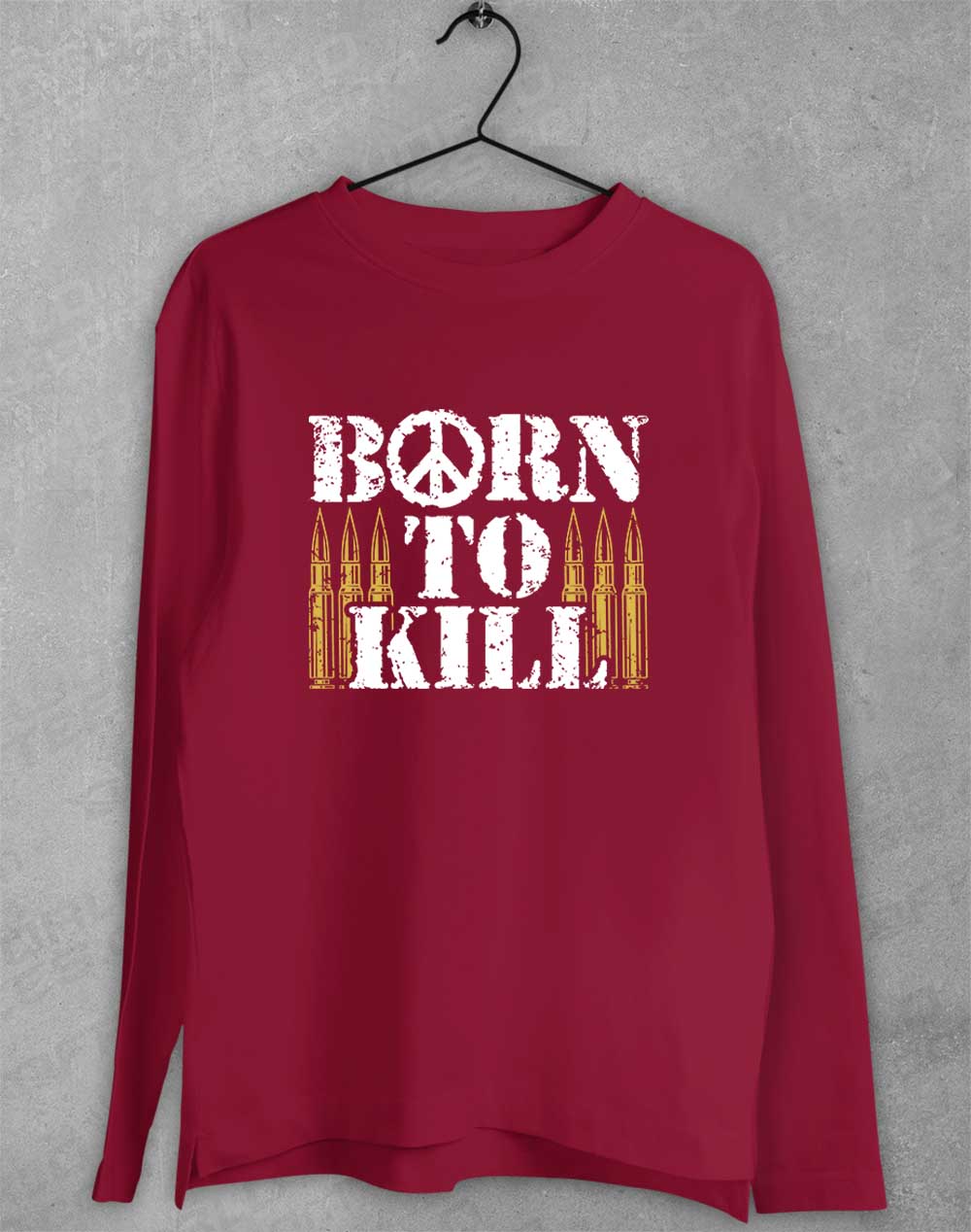 Cardinal Red - Born to Kill Peace Sign Long Sleeve T-Shirt