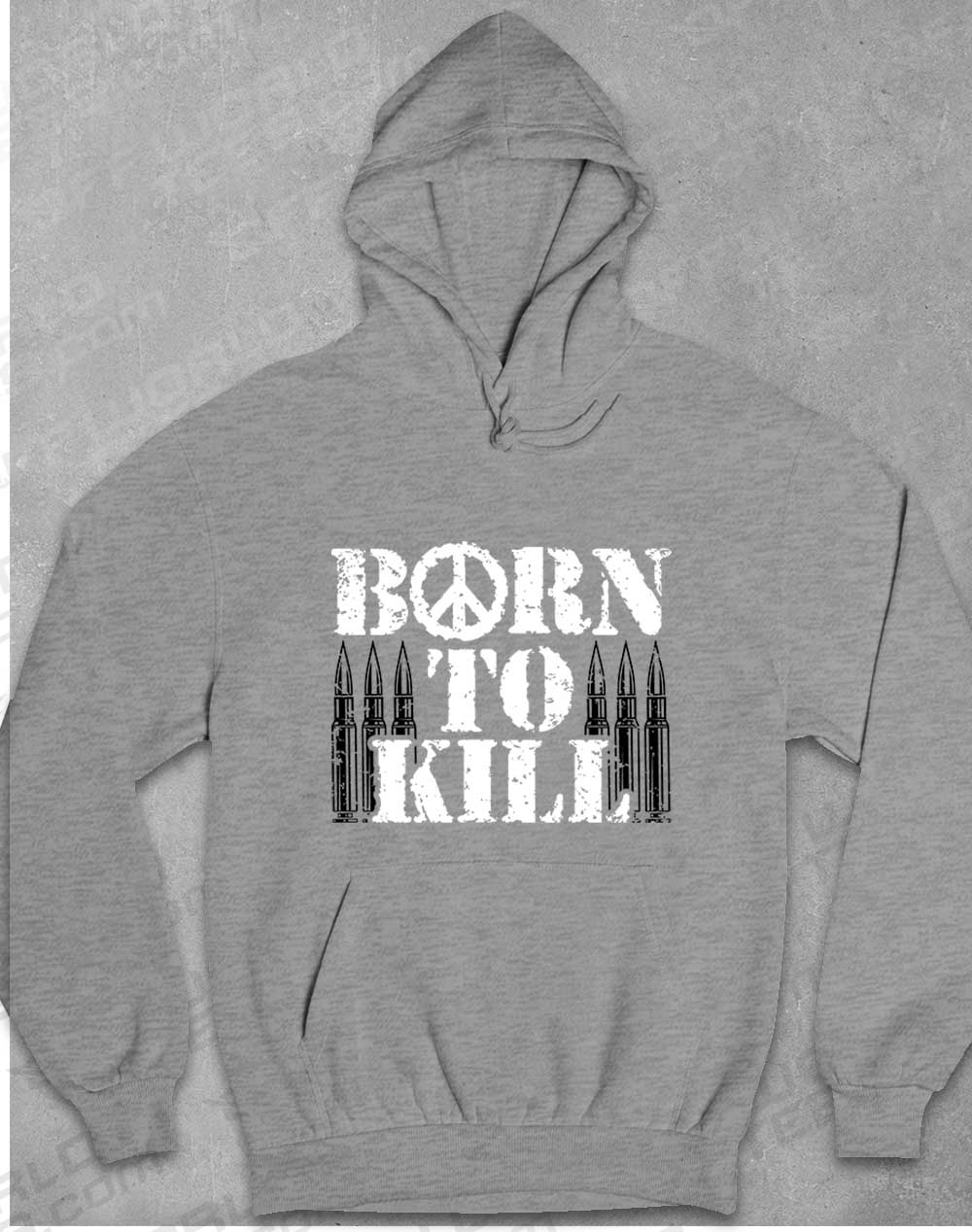 Heather Grey - Born to Kill Peace Sign Hoodie