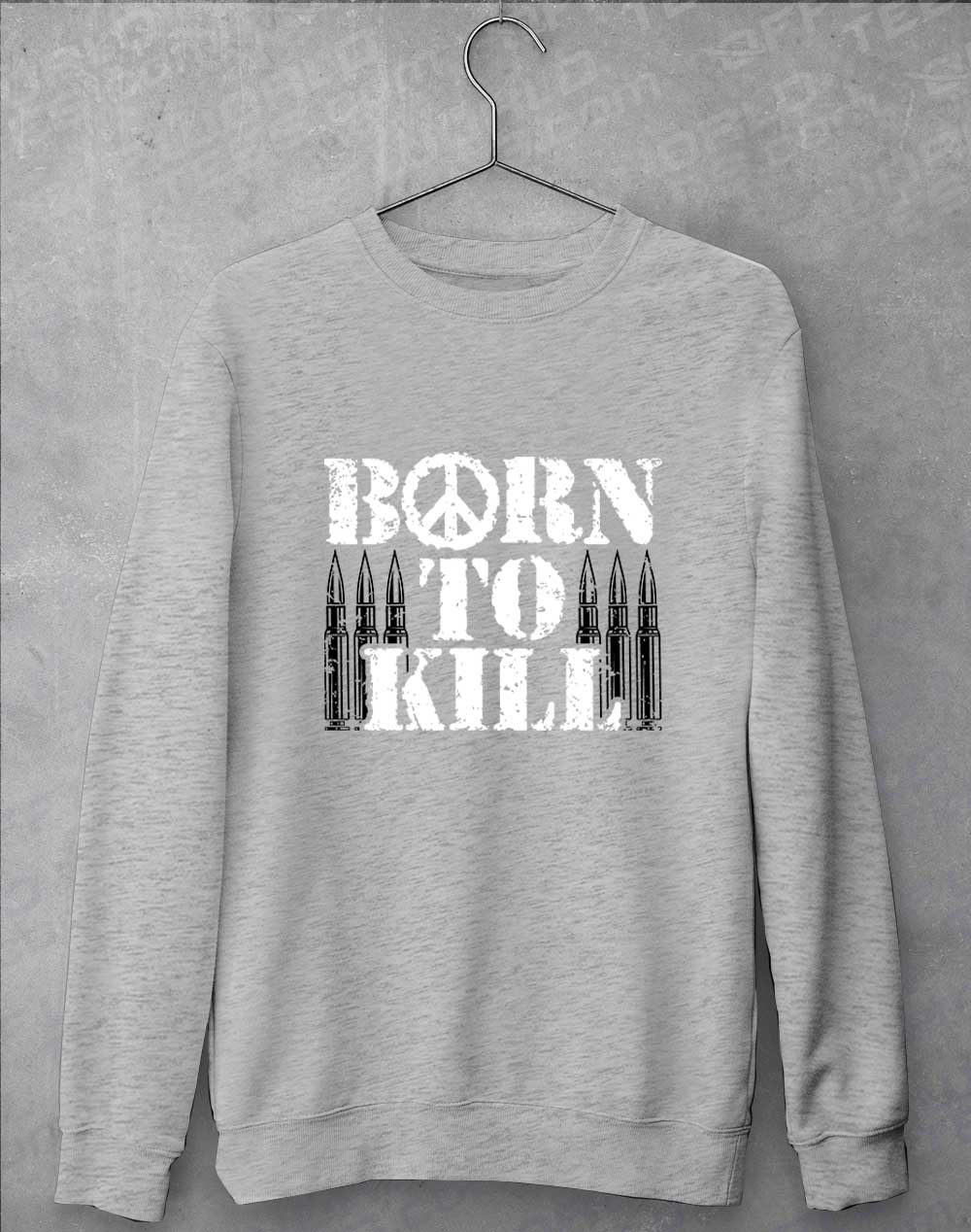Heather Grey - Born to Kill Peace Sign Sweatshirt