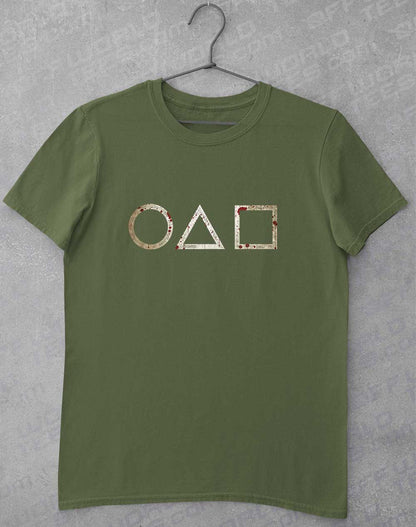 Military Green - Circle Triangle Square T-Shirt