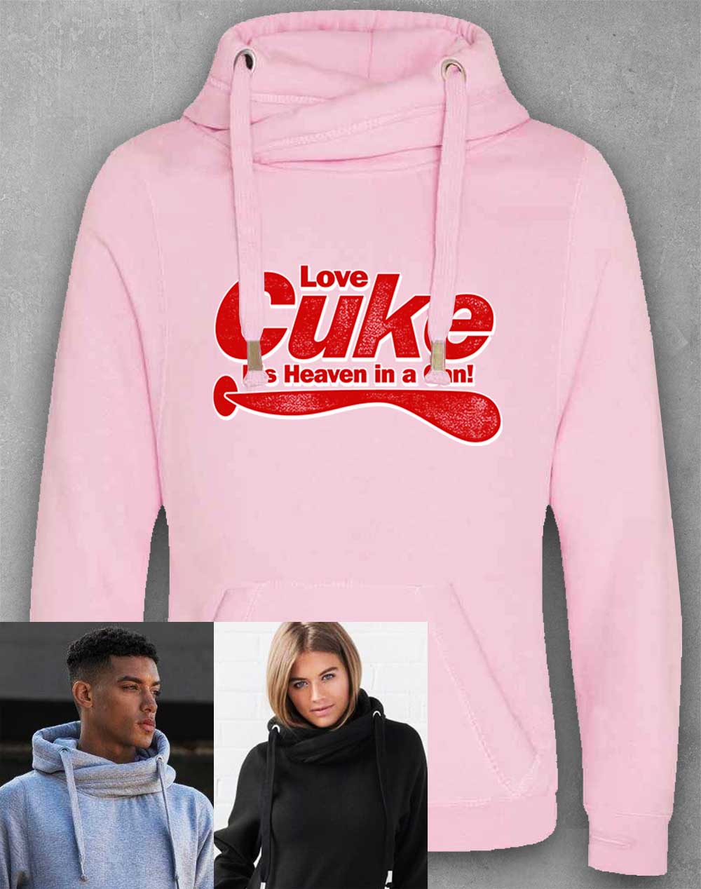 Baby Pink - Cuke Heaven in a Can Chunky Cross Neck Hoodie