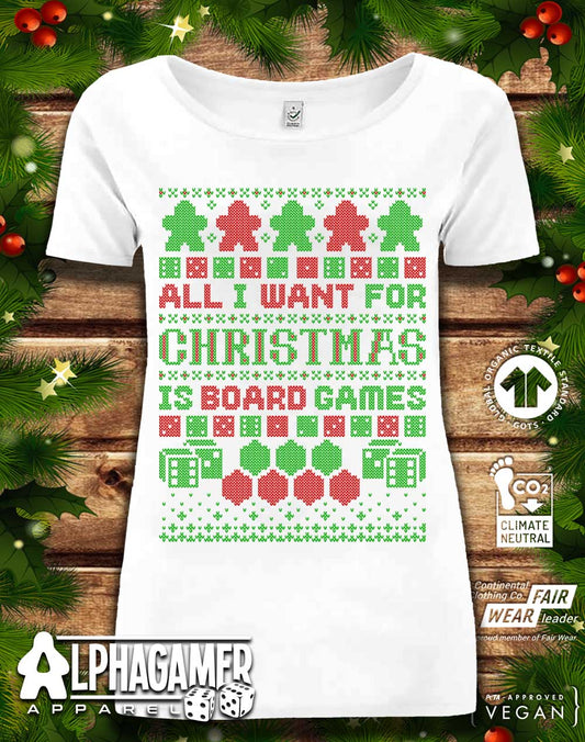 DELUXE All I Want for Xmas is Board Games Organic Scoop Neck T-Shirt