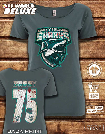 DELUXE Amity Island Sharks Organic Scoop Neck T-Shirt