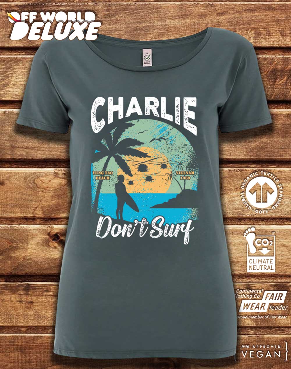 DELUXE Charlie Don't Surf Organic Scoop Neck T-Shirt