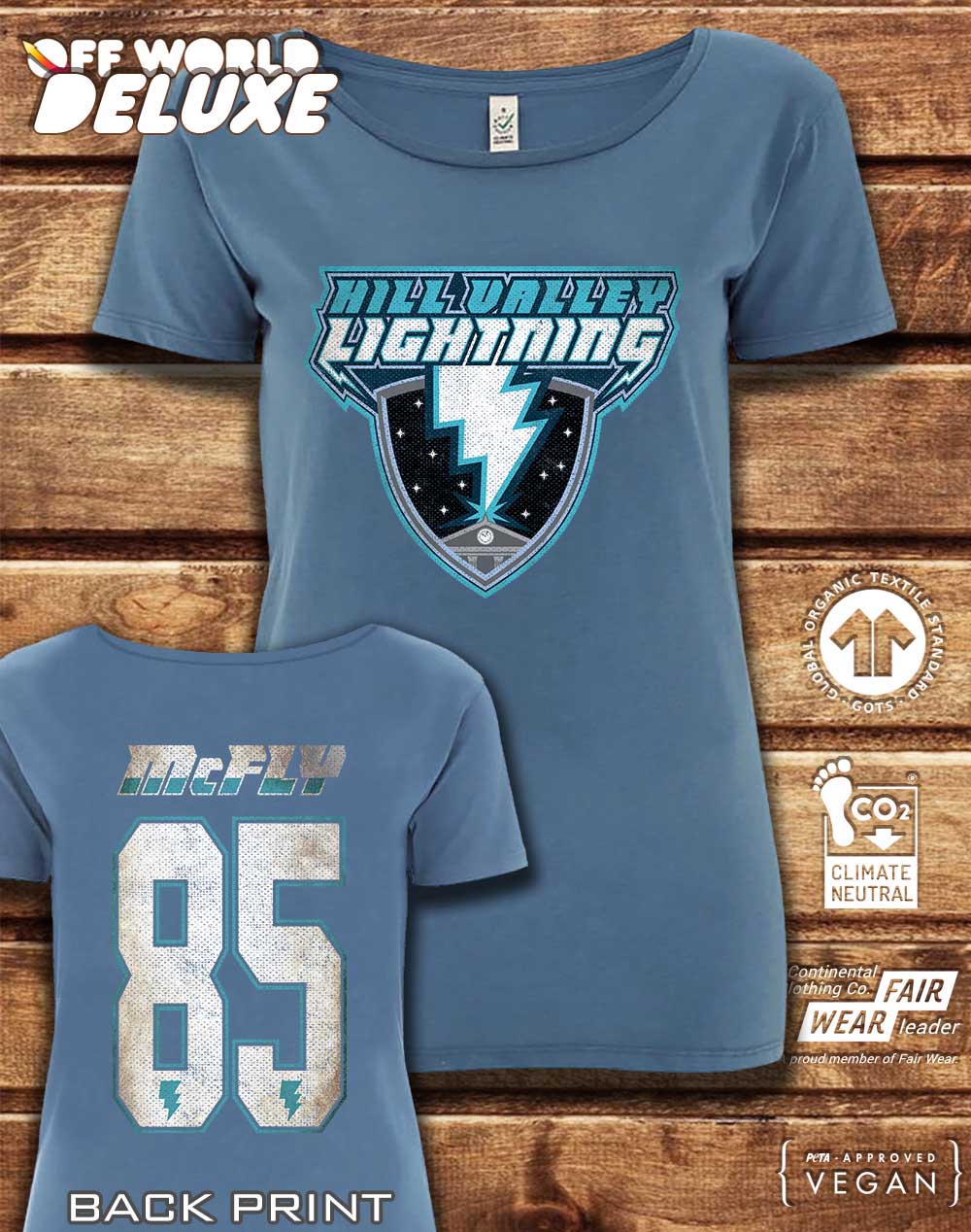 DELUXE Hill Valley Lightning Organic Scoop Neck T-Shirt