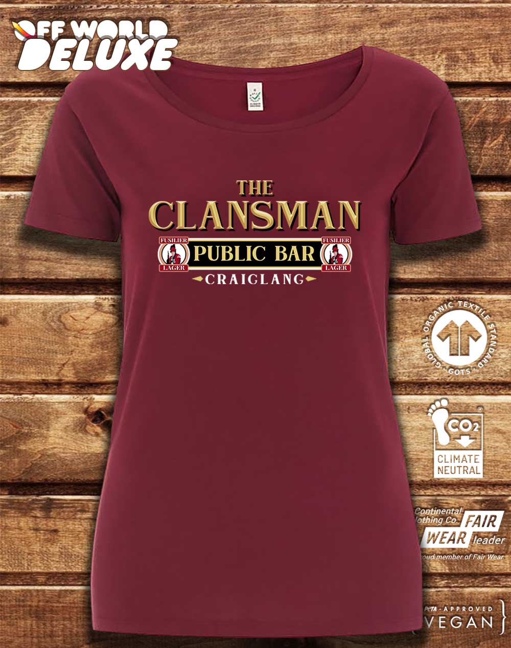 DELUXE The Clansman Pub Logo Organic Scoop Neck T-Shirt