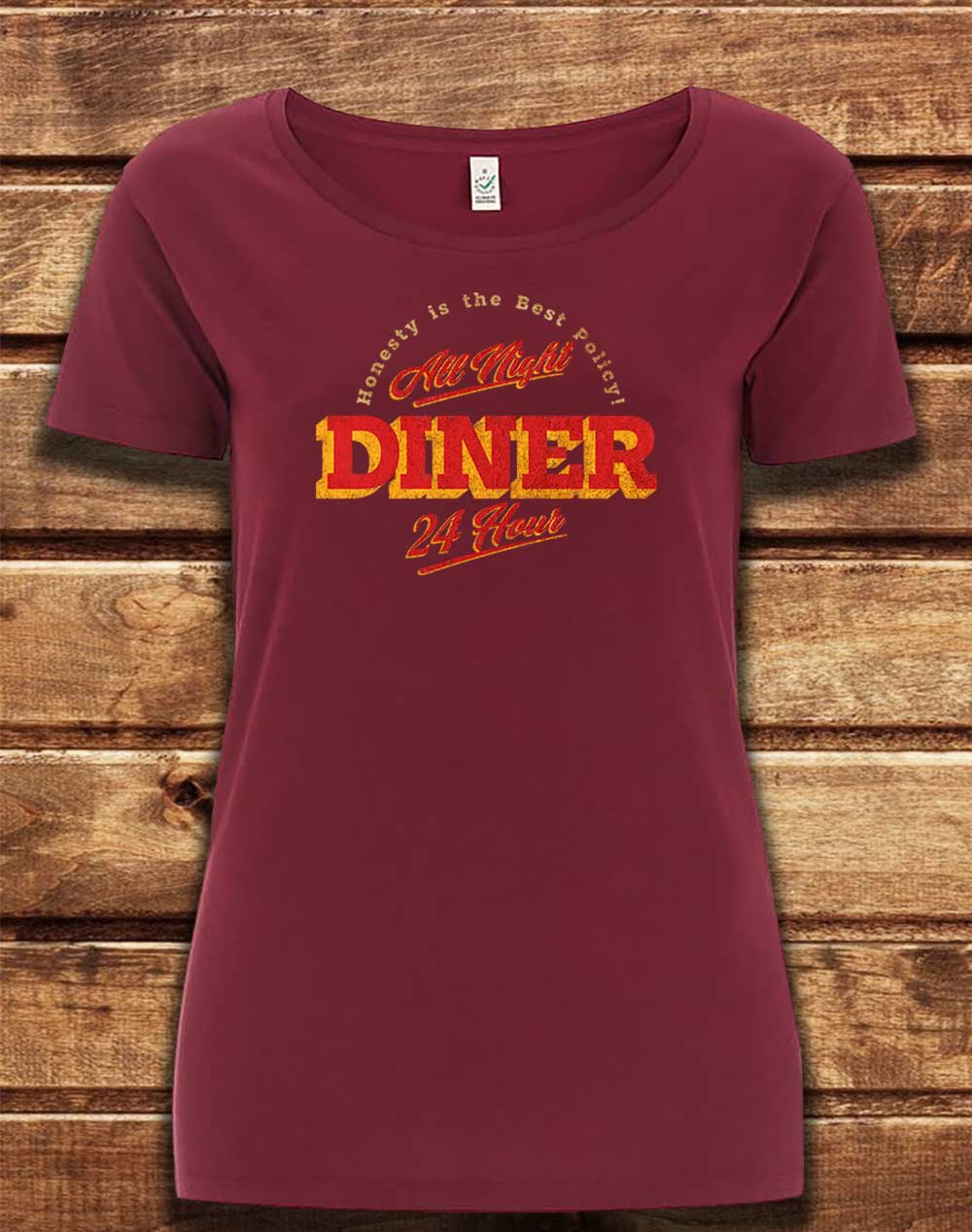 Burgundy - DELUXE 24 Hour Diner Organic Scoop Neck T-Shirt