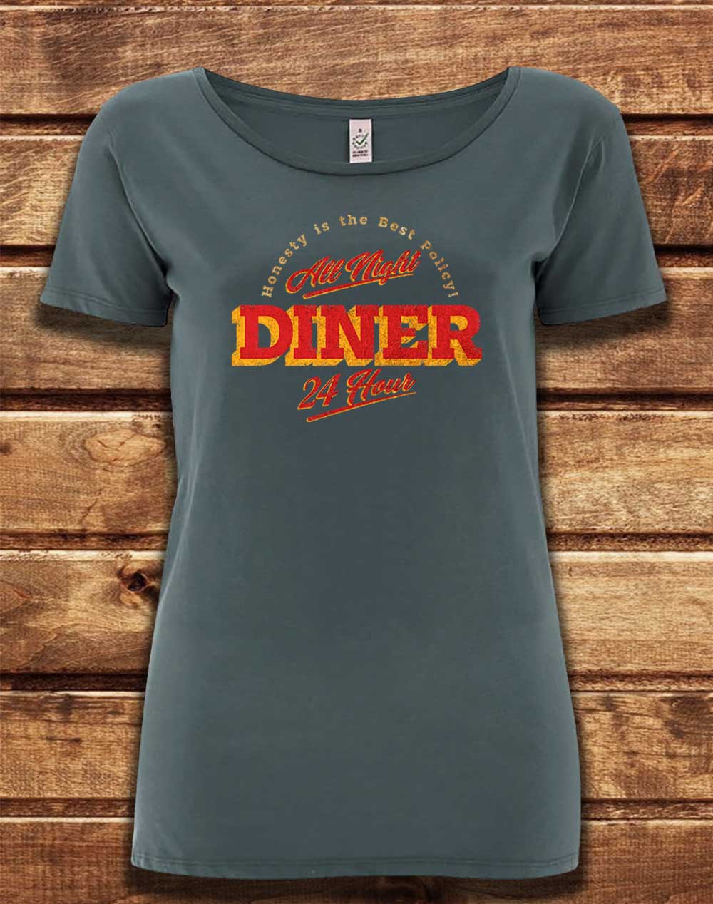 Light Charcoal - DELUXE 24 Hour Diner Organic Scoop Neck T-Shirt