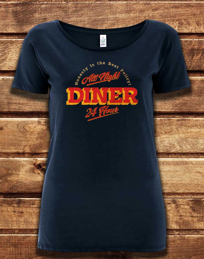 Navy - DELUXE 24 Hour Diner Organic Scoop Neck T-Shirt