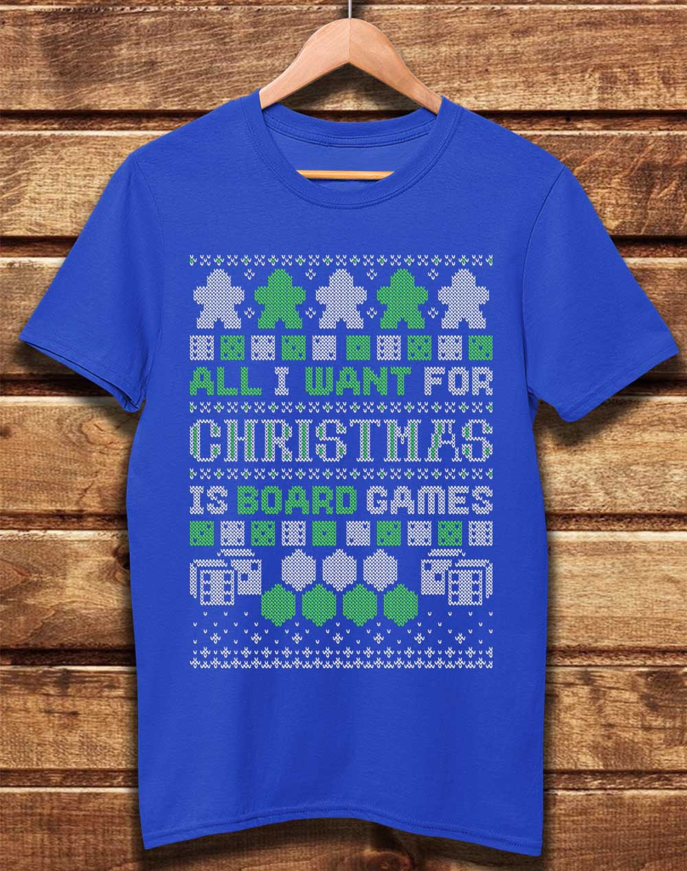 Bright Blue - DELUXE All I Want for Xmas is Board Games Organic Cotton T-Shirt