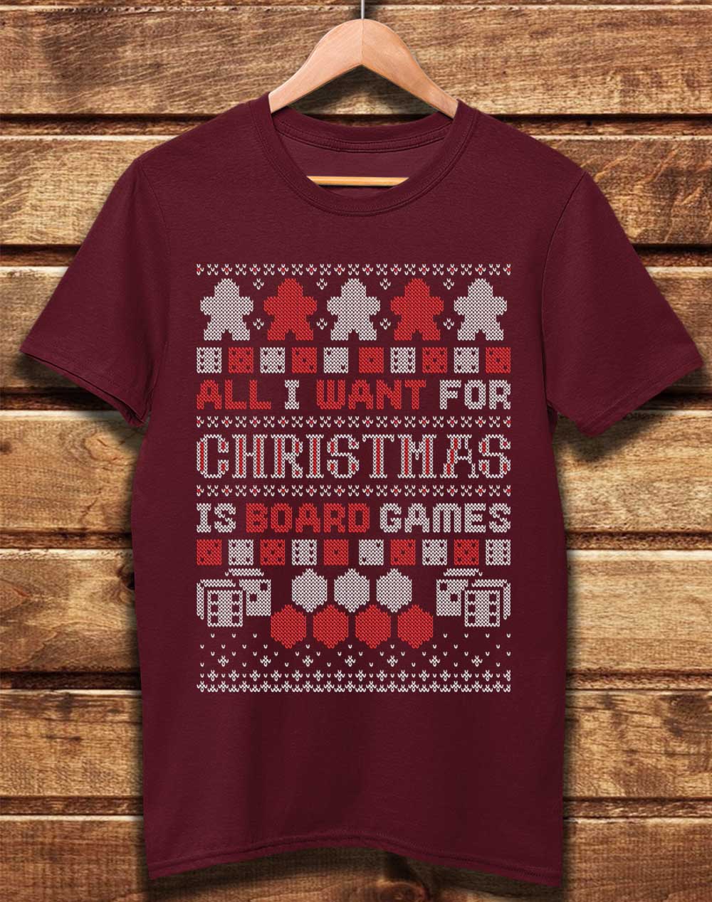 Burgundy - DELUXE All I Want for Xmas is Board Games Organic Cotton T-Shirt