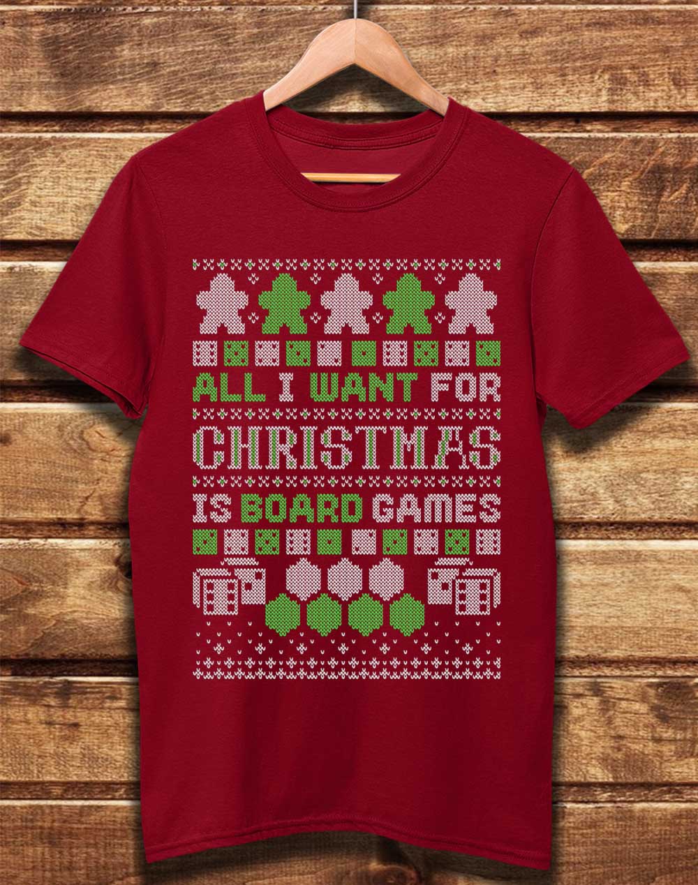 Dark Red - DELUXE All I Want for Xmas is Board Games Organic Cotton T-Shirt