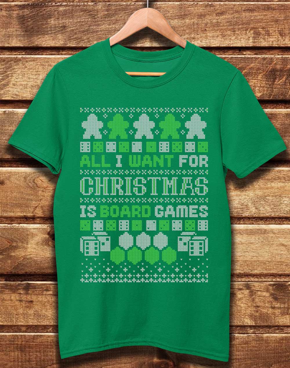 Kelly Green - DELUXE All I Want for Xmas is Board Games Organic Cotton T-Shirt