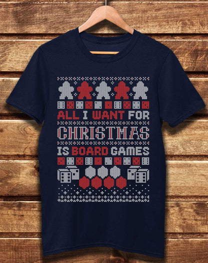 Navy - DELUXE All I Want for Xmas is Board Games Organic Cotton T-Shirt