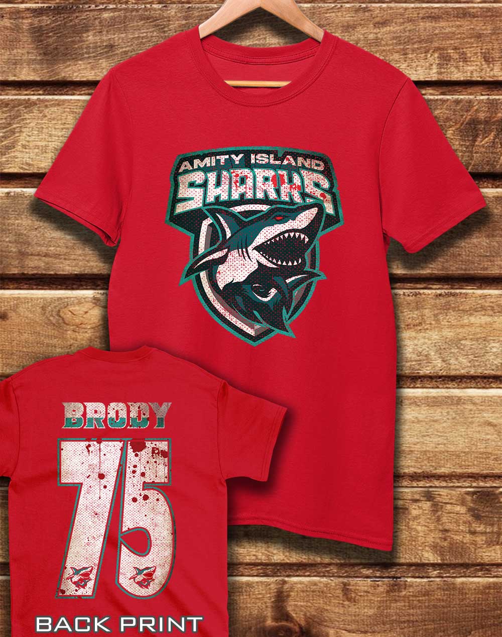 Red - DELUXE Amity Island Sharks Organic Cotton T-Shirt