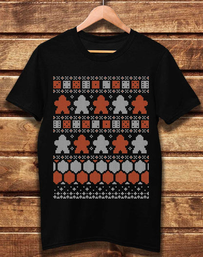 Black - DELUXE Board Game Pieces Christmas Knit-Look Organic Cotton T-Shirt