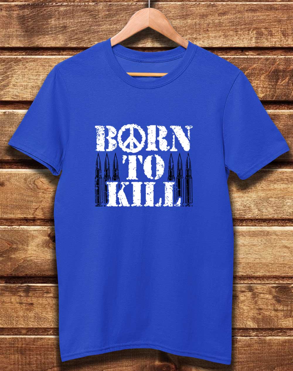 Bright Blue - DELUXE Born to Kill Peace Sign Organic Cotton T-Shirt