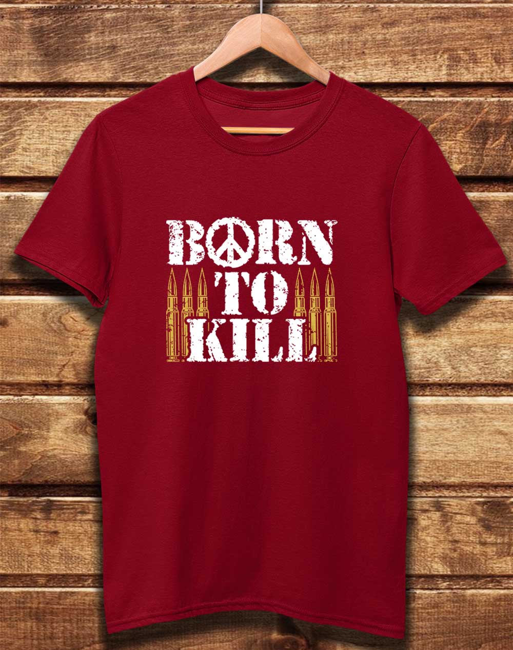 Dark Red - DELUXE Born to Kill Peace Sign Organic Cotton T-Shirt