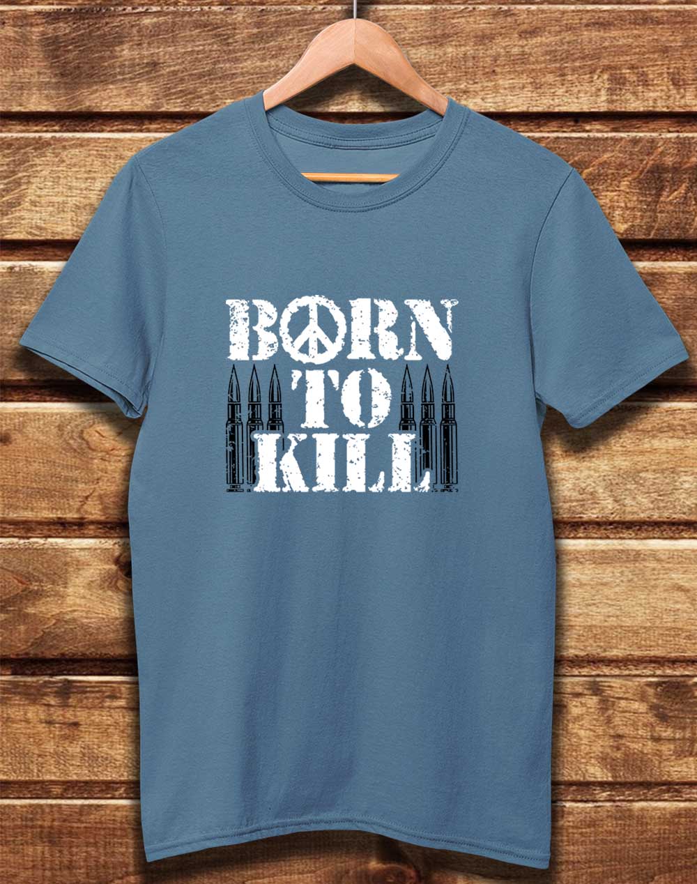Faded Denim - DELUXE Born to Kill Peace Sign Organic Cotton T-Shirt