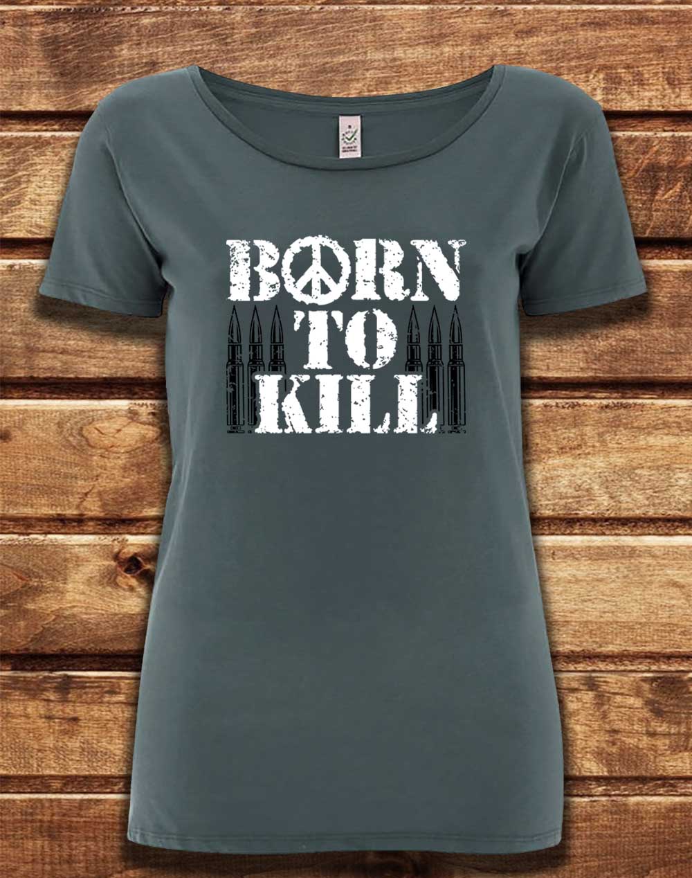 Light Charcoal - DELUXE Born to Kill Peace Sign Organic Scoop Neck T-Shirt
