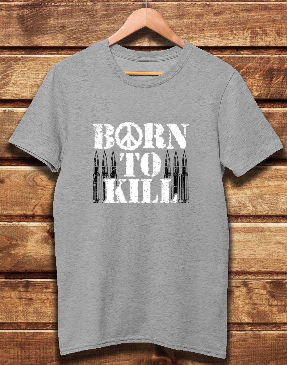 Melange Grey - DELUXE Born to Kill Peace Sign Organic Cotton T-Shirt