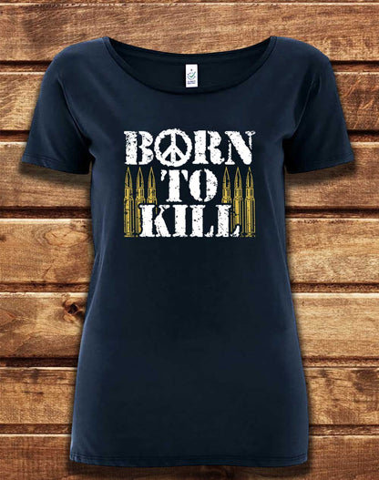 Navy - DELUXE Born to Kill Peace Sign Organic Scoop Neck T-Shirt