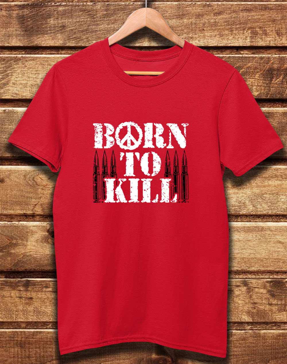 Red - DELUXE Born to Kill Peace Sign Organic Cotton T-Shirt