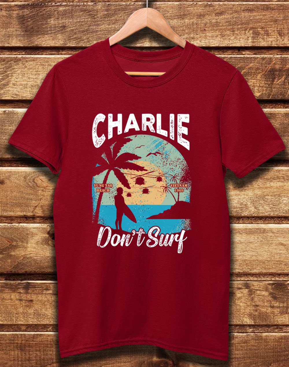 Dark Red - DELUXE Charlie Don't Surf Organic Cotton T-Shirt