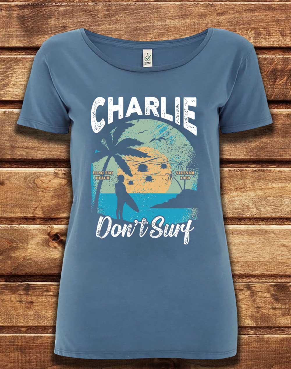 Faded Denim - DELUXE Charlie Don't Surf Organic Scoop Neck T-Shirt
