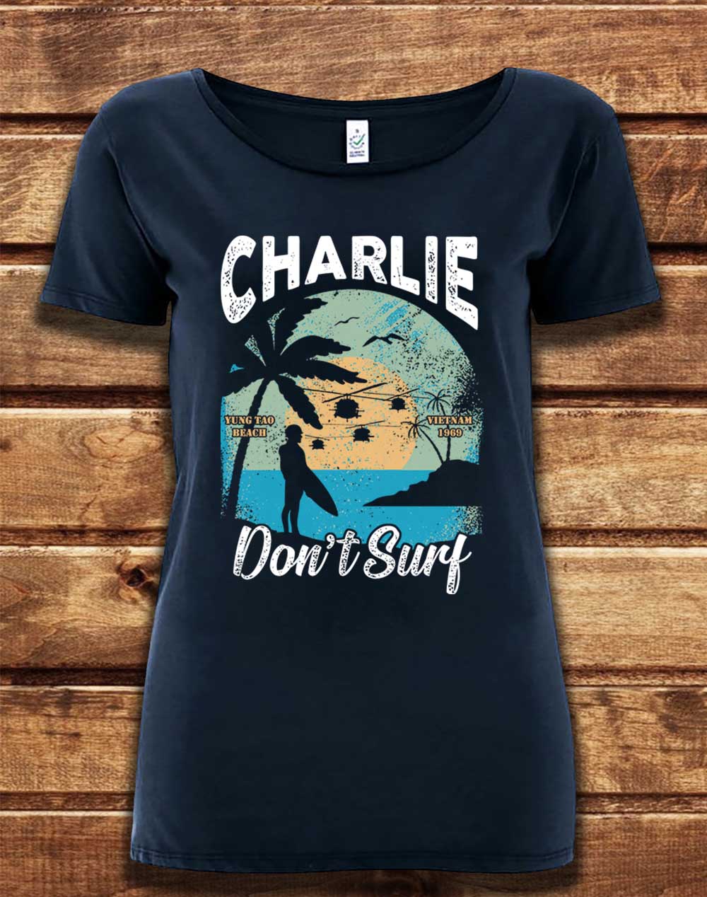 Navy - DELUXE Charlie Don't Surf Organic Scoop Neck T-Shirt